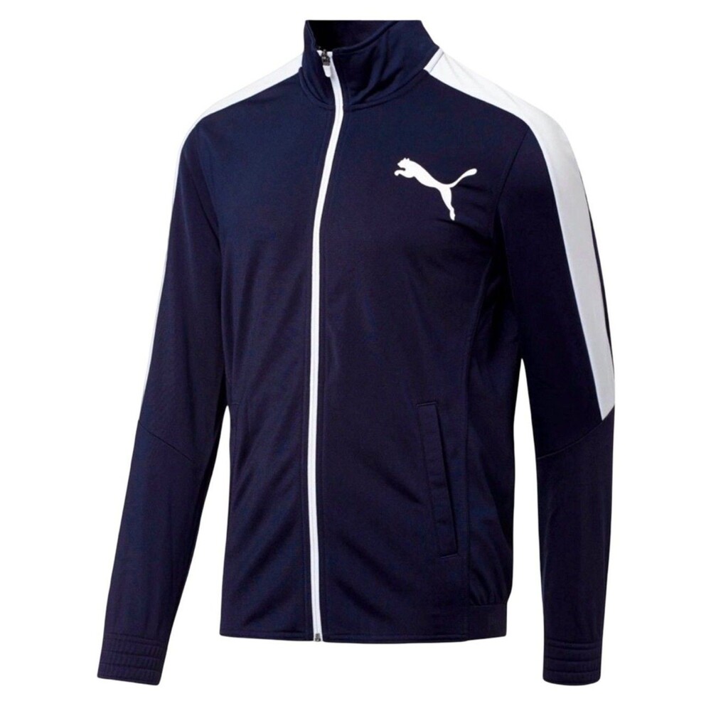 Puma Navy Track Jacket Mens XXL White Stripe Full Zip Athletic Classic Style